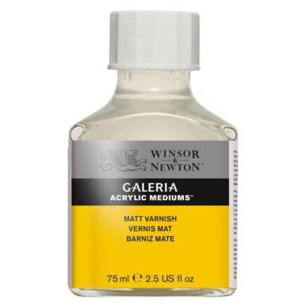 Bottle of Winsor & Newton Galeria Acrylic Medium Matt Varnish 75ml for acrylic painting protection, providing a non-yellowing matte finish.