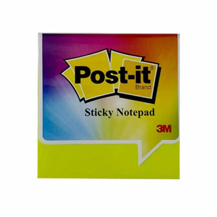 A stack of 3M Post-it Super Sticky Notes in assorted bright colors, each 3x3 inches with a full adhesive back and easy-peel edge for quick, secure note-taking.