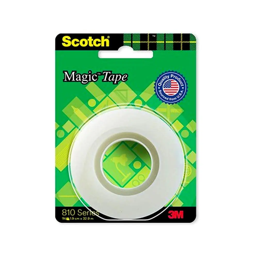 3M-Scotch-Magic-Tape 3M Scotch Magic Tape roll with matte finish, ideal for invisible repairs, labeling, and crafts in home or office settings.