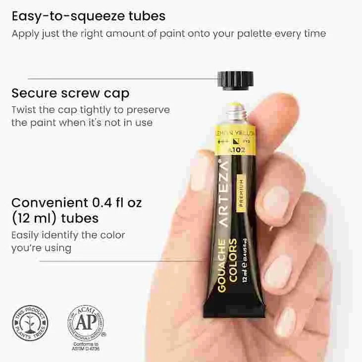 ARTEZA-Gouache-Paint-Set_-Set-Colors-in-12ml-Tubes-Arteza-1695646817379.jpg ARTEZA Gouache Paint Set, Set Colours in 12ml Tubes - Image 2
