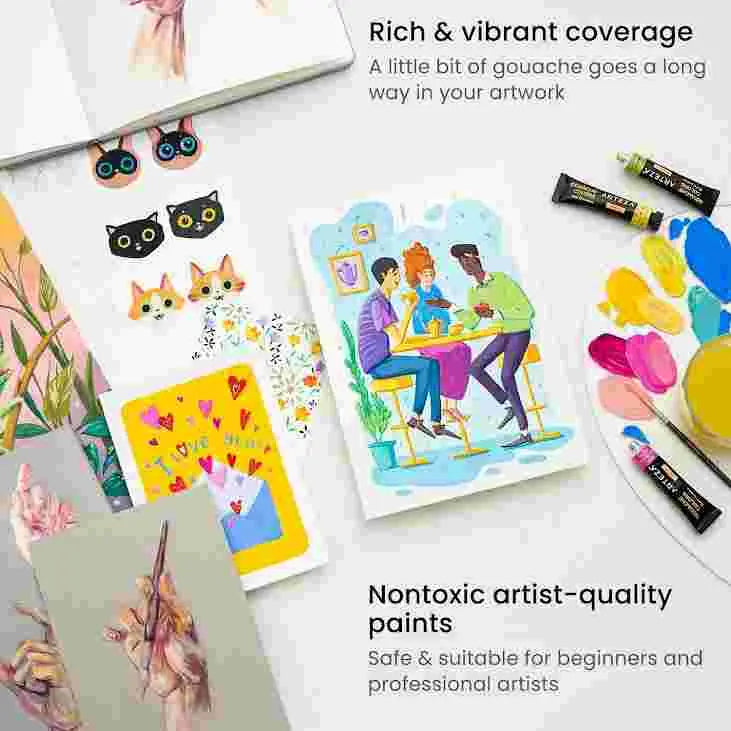 ARTEZA-Gouache-Paint-Set_-Set-Colors-in-12ml-Tubes-Arteza-1695646824651.jpg ARTEZA Gouache Paint Set, Set Colours in 12ml Tubes - Image 4