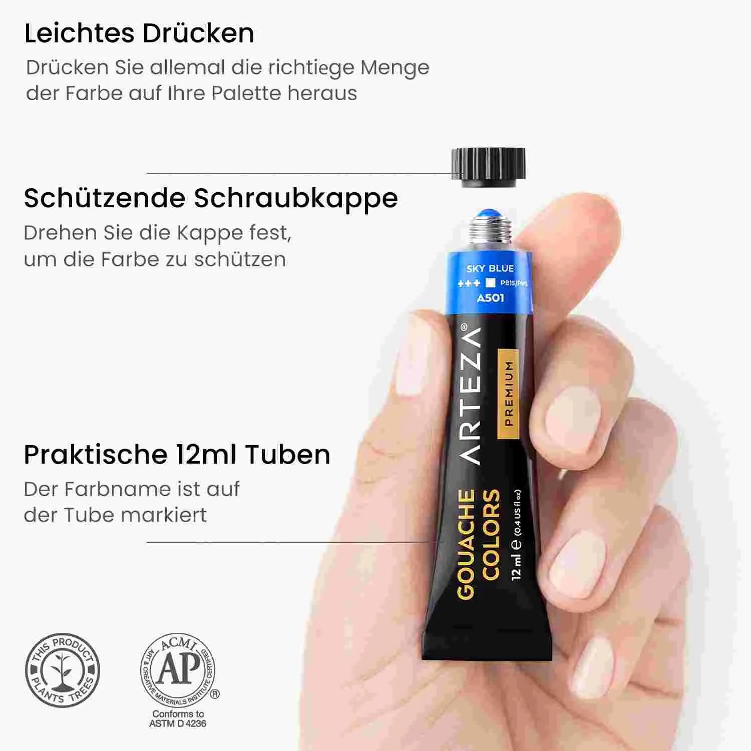 ARTEZA-Gouache-Paint-Set_-Set-Colors-in-12ml-Tubes-Arteza-1695646845997.jpg ARTEZA Gouache Paint Set, Set Colours in 12ml Tubes - Image 10