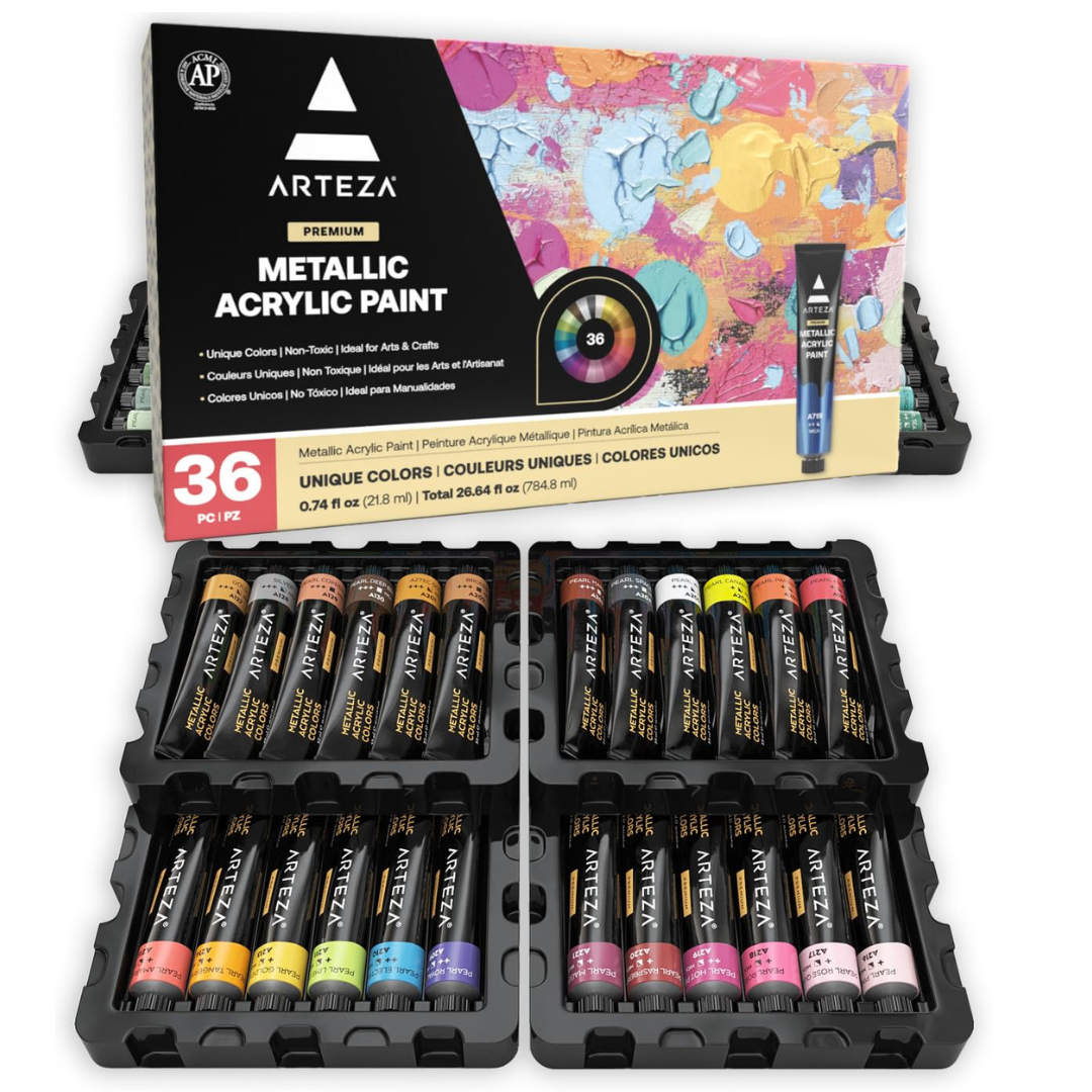 ARTEZA Metallic Acrylic Paint Set – 22ML ARTEZA Metallic Acrylic Paint Set – 22ML