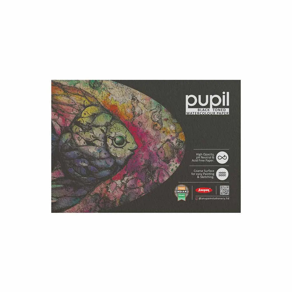 Anupam Pupil Black Toned Watercolour-Paper-Glued Pad-250 GSM