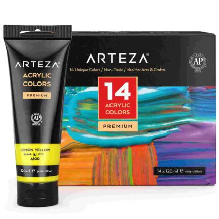 Arteza Acrylic Paint Assorted Colours Set with Storage Box