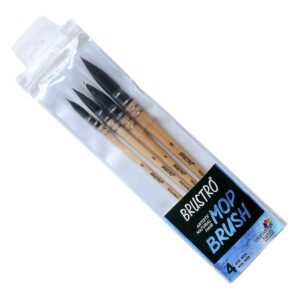 BRUSTRO Artist's Natural Hair MOP Brush Set of 4 - (0, 2, 4, 8)