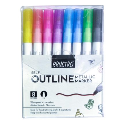 BRUSTRO Self Outline Metallic Marker Set Of 8