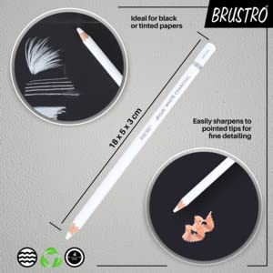 Brustro Artists White Charcoal Pencil Set of 3 + 1 Pencil Eraser BRUSTRO Artists White Charcoal Pencil Set - Image 3