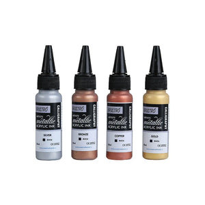 Brustro Artists Metallic Acrylic Ink Calligraphy 20ml Set Of 4
