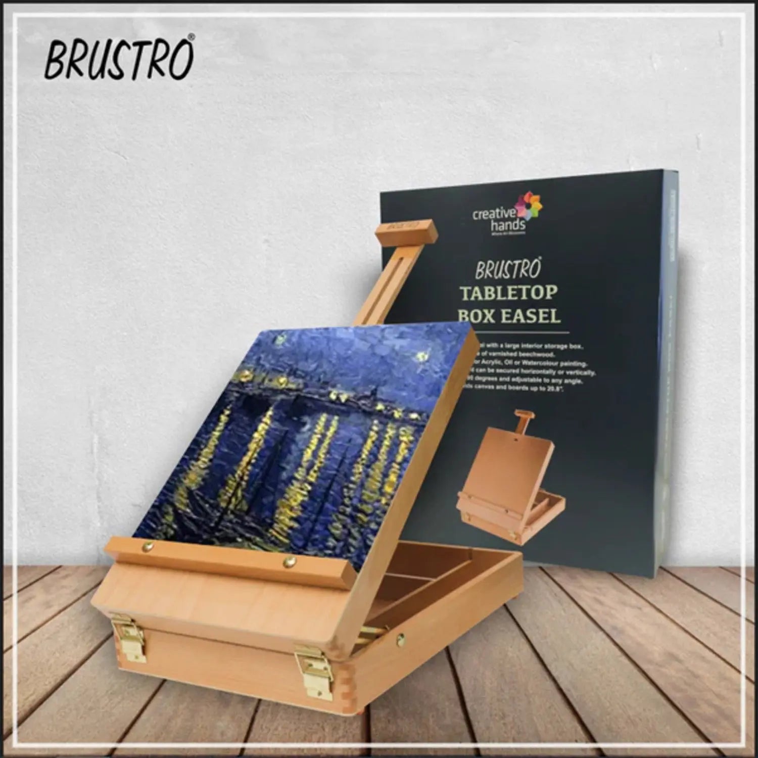 Brustro-Artists_-Tabletop-Portable-Wooden-Box-Easel-Brustro-69302239.jpg Brustro Artists' Tabletop Portable Wooden Box Easel - Image 1
