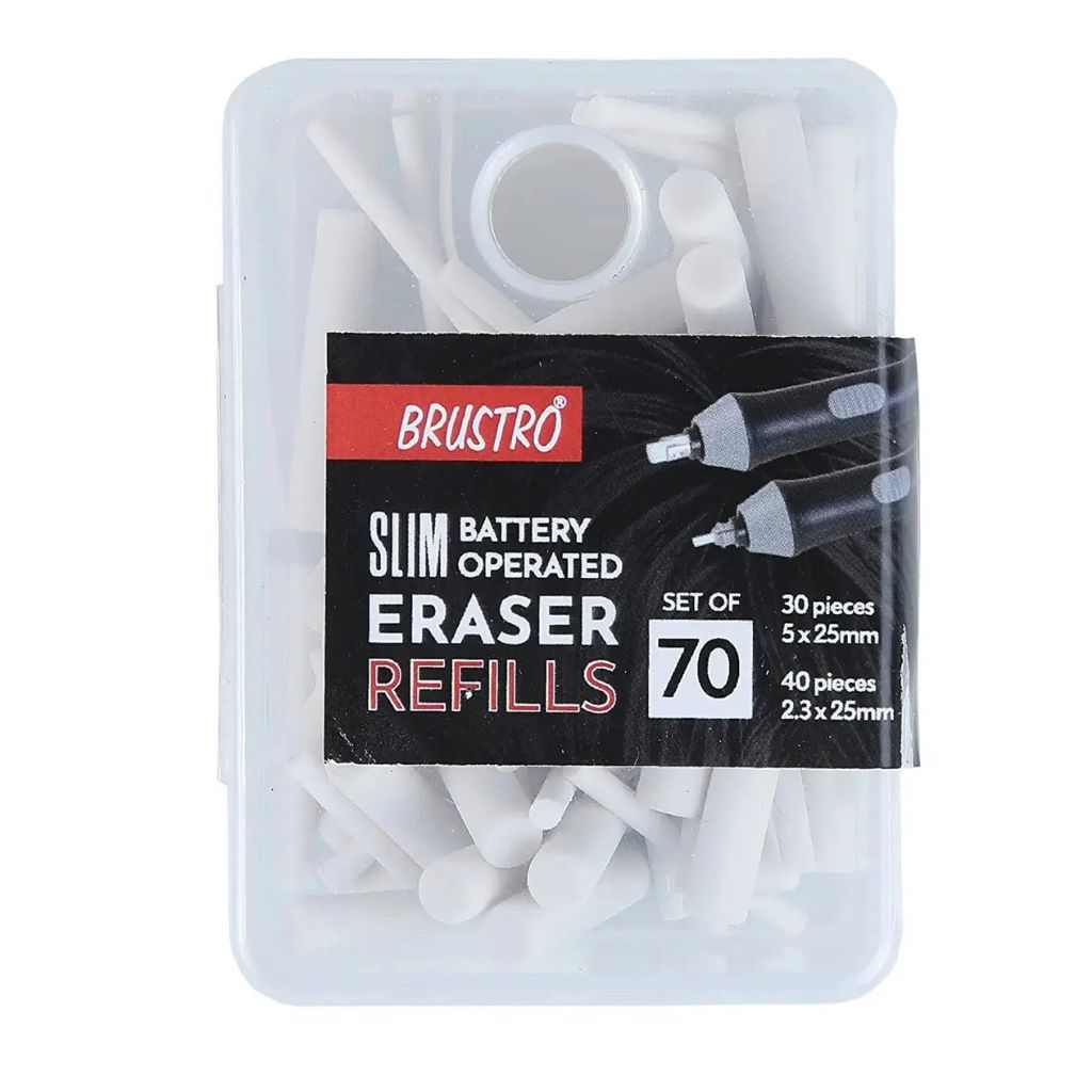 Brustro BOE7 BRUSTRO Slim Battery Operated Eraser Refills (Set of 50 & 70 Pieces) - Image 1