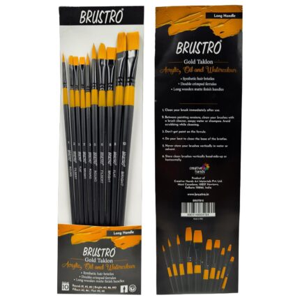 Brustro Gold Taklon Acrylic, Oil & Watercolour Round Brush Set Of 10