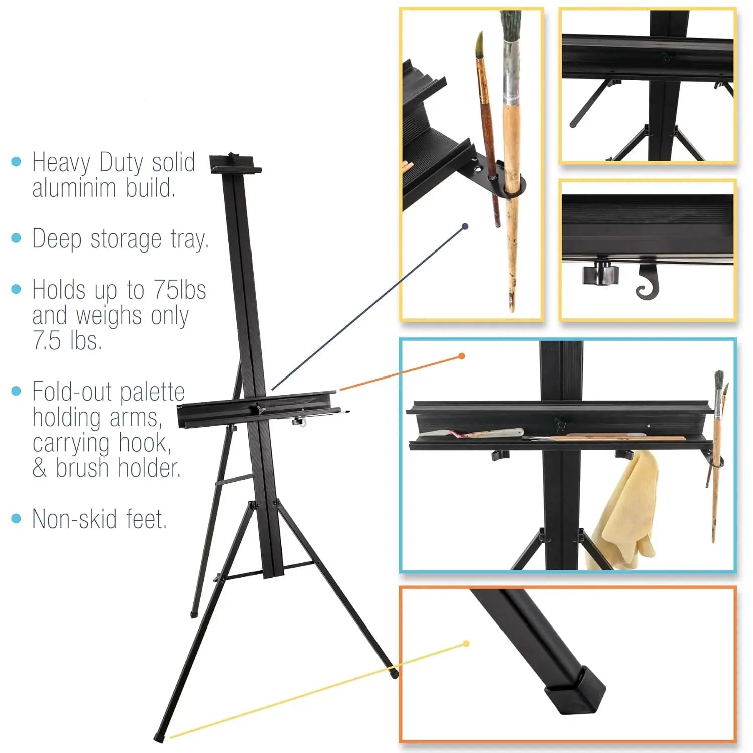 Brustro-Heavyweight-Alumunium-Studio-Easel-Brustro-65801012.jpg Brustro Heavyweight Alumunium Studio Easel - Image 1