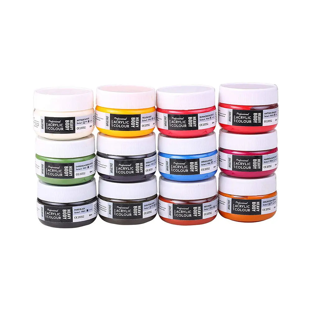 Brustro Professional Artists' HEAVYBODY Acrylic Paint Packs 50ML Pack of 12 A