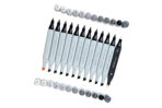 Brustro Twin Tip Alcohol Based Marker Set of 12 -Greys - Image 3