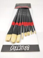 Brustro White Bristle Oil Acrylic Colour Round Brush Set Of 10