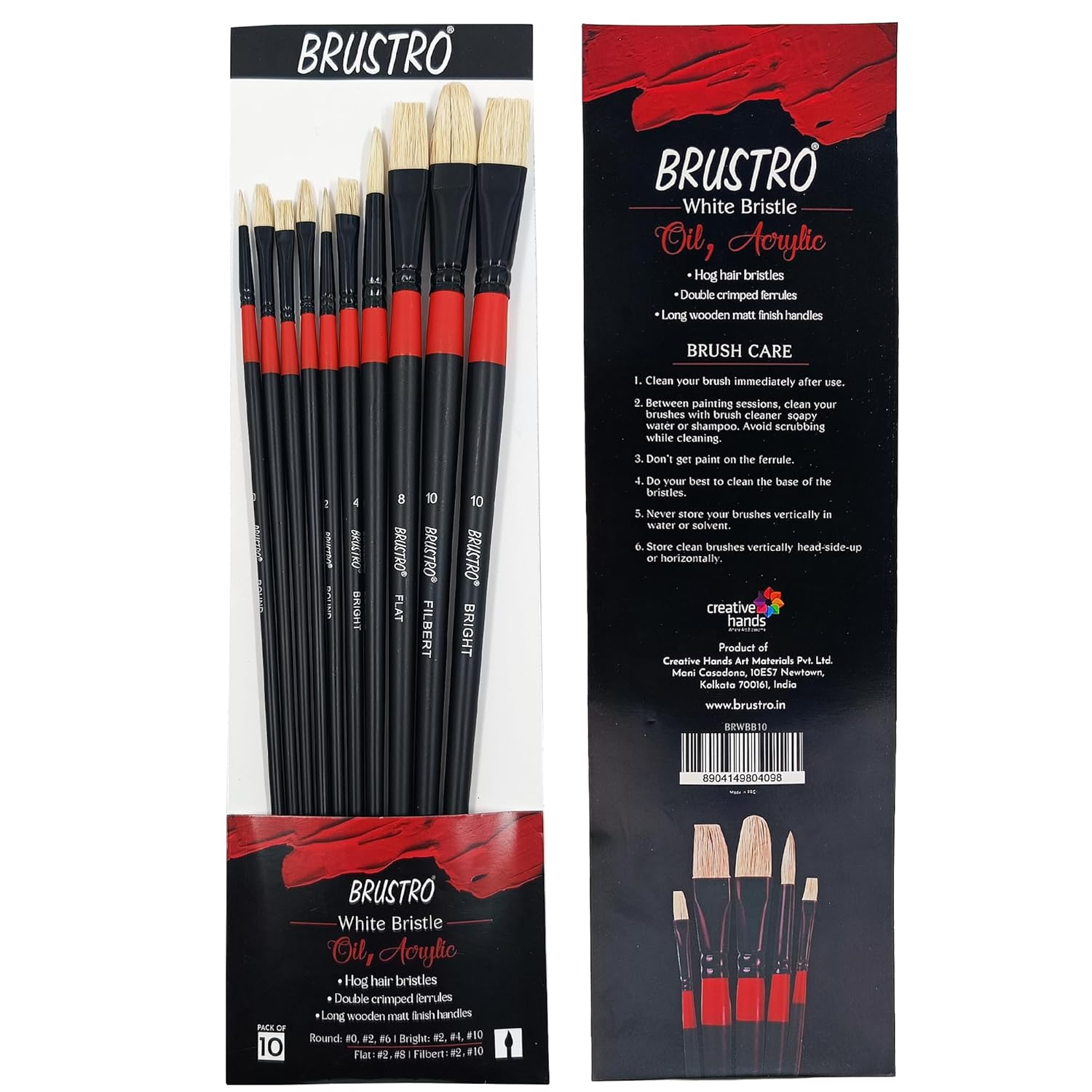 Brustro White Bristle Oil Acrylic Colour Round Brush Set Of 10 Brustro White Bristle Oil Acrylic Colour Round Brush Set Of 10