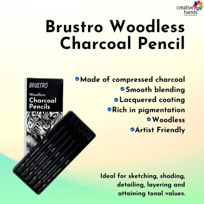 Brustro Woodless Charcoal Pencils Set of 6