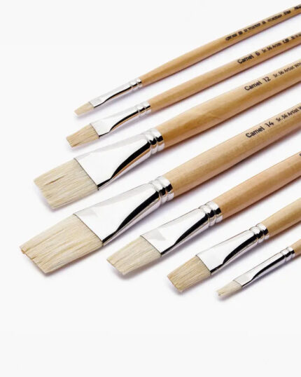 Camel White Bristle Assorted Pack of 7 Flat Brushes- Series 56