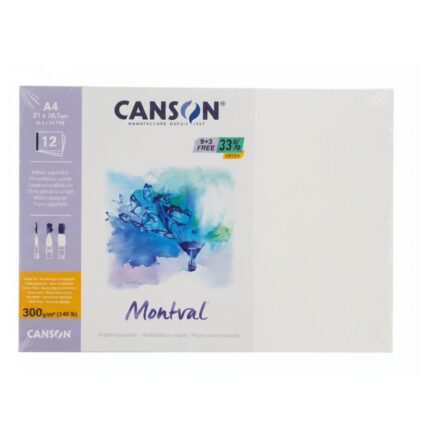Canson Montval Artist Watercolour Pad A4 Size 300 GSM Acid-Free Paper (9+3 Sheets)