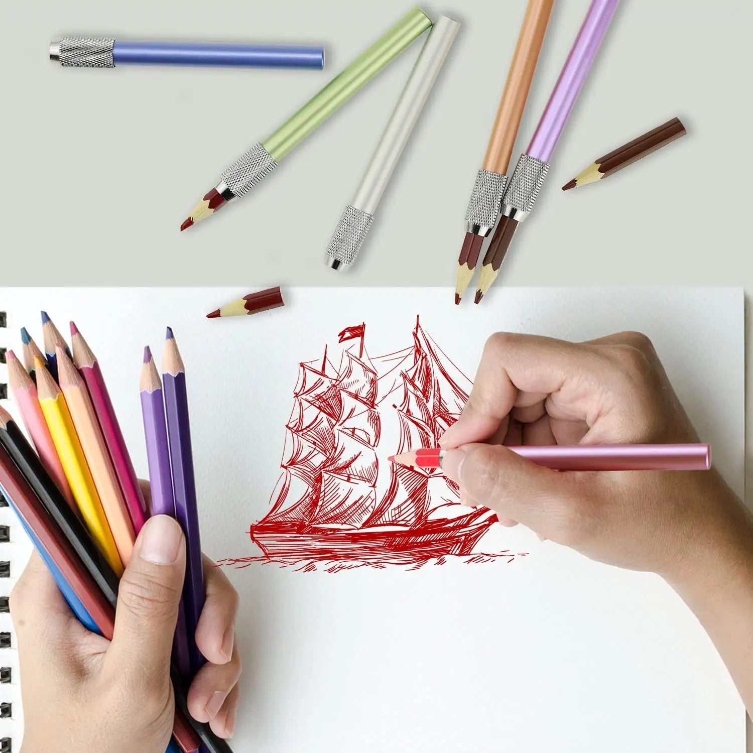 Canvazo-Aluminum-Assorted-Colors-Pencil-Extender-Canvazo-1684132966_30a61abf-1e42-4bdd-b9ad-3100a76fce7e.jpg Pablo Art Aluminum Assorted Colors Pencil Extender - Image 4