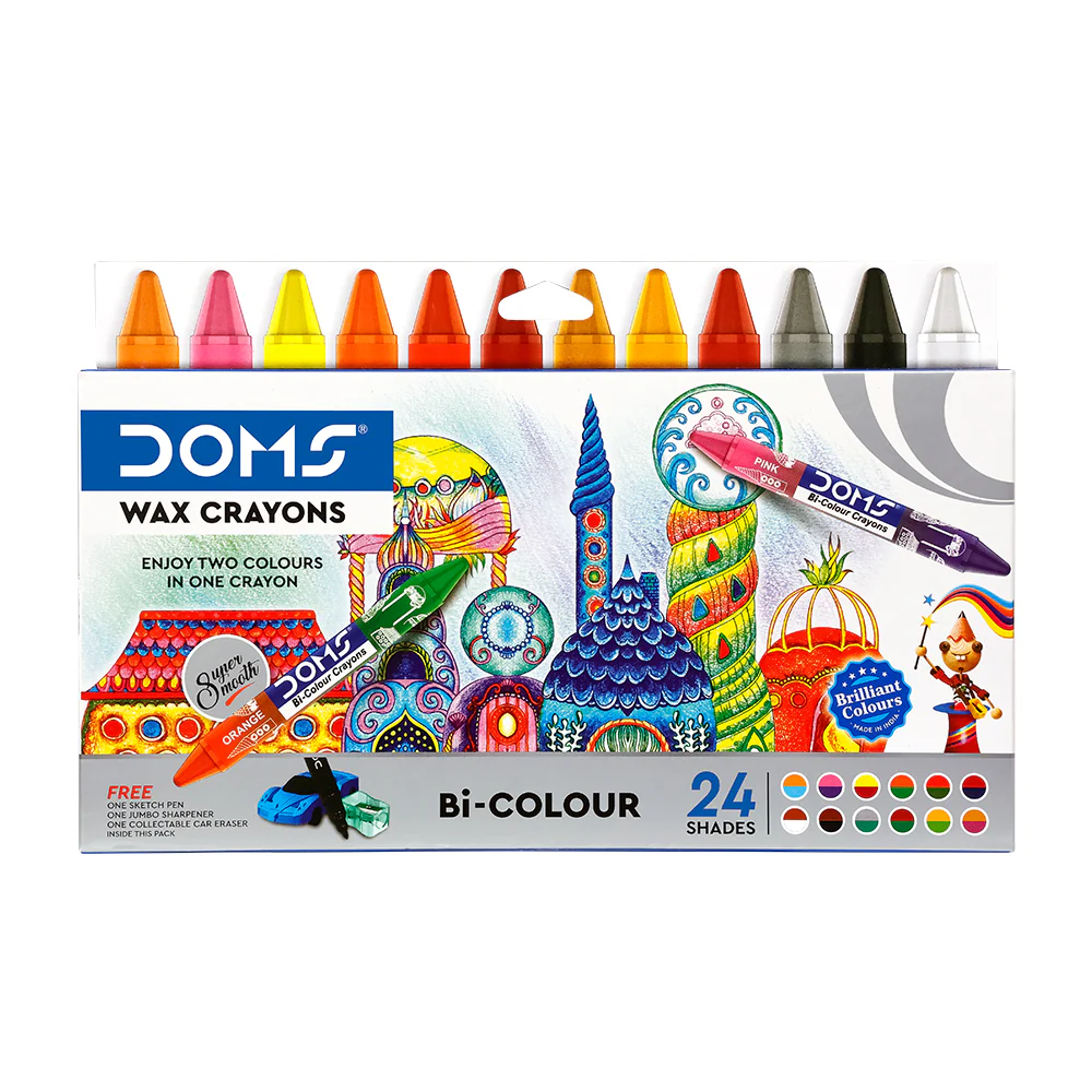 DOMS-Bi-Colour-Crayons-24-Shades DOMS-Bi-Colour Crayons Two Sided Colours in one Crayon