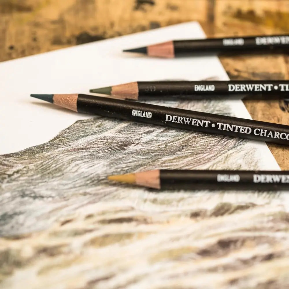 Derwent Tinted Charcoal Drawing Pencils Blister Watersoluble Pencils Set of 12 ( 2301690 ) - Image 2