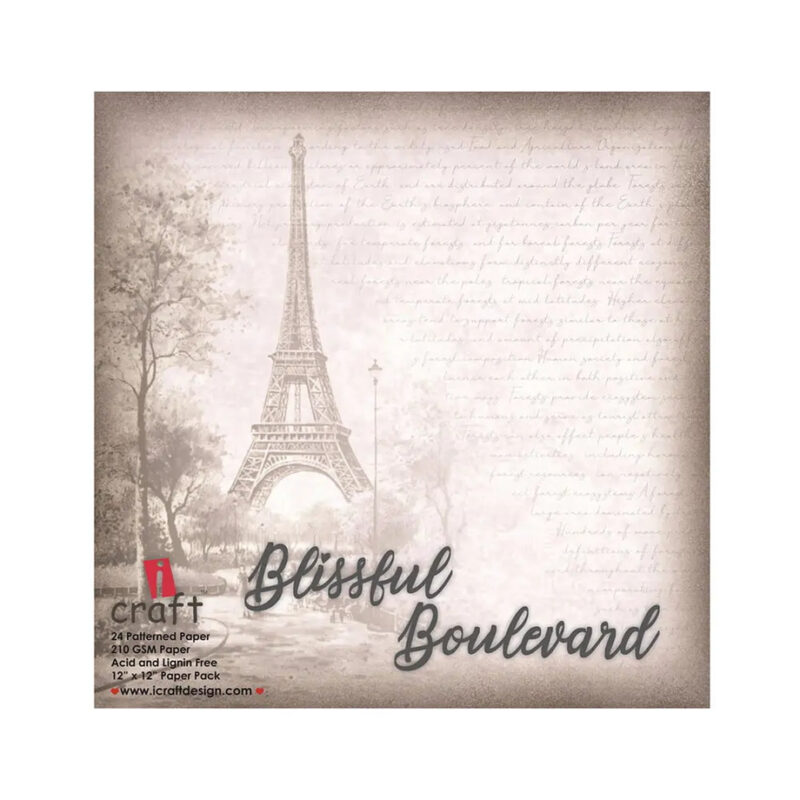 iCraft Paper Pattern 6x6 - BLISSFUL BOUVELARD featuring vibrant floral designs and intricate patterns for scrapbooking and crafting.