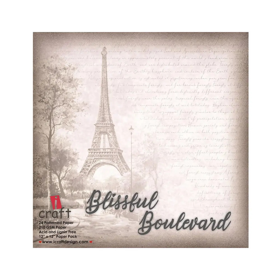 Icraft-Paper-Pattern---12X12---Blissful-Bouvelard iCraft Paper Pattern 6x6 - BLISSFUL BOUVELARD featuring vibrant floral designs and intricate patterns for scrapbooking and crafting.