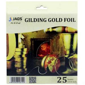 Jags-Gilding-Gold-Foil-Paper-for-Gold-Leafing-_Pack-of-25-Sheets_-_6x6-Inch_-Jags-1688035037312.jpg Jags Gilding Gold Foil Paper for Gold Leafing (Pack of 25 Sheets) (6x6 Inch) - Image 1