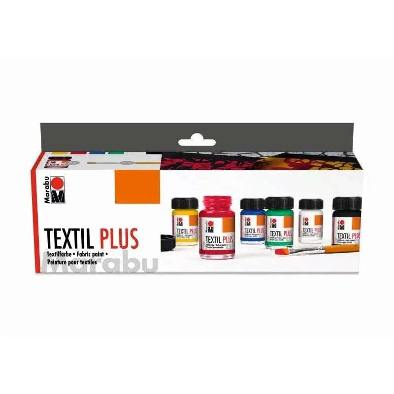 Marabu-Textile-Plus-Starter-Set-Of-6-X-15-ML-Bottle-With-Brush-Marabu-52110972.jpg Marabu Textile Plus - Starter Set Of 6 X 15 ML Bottle With Brush - Image 1