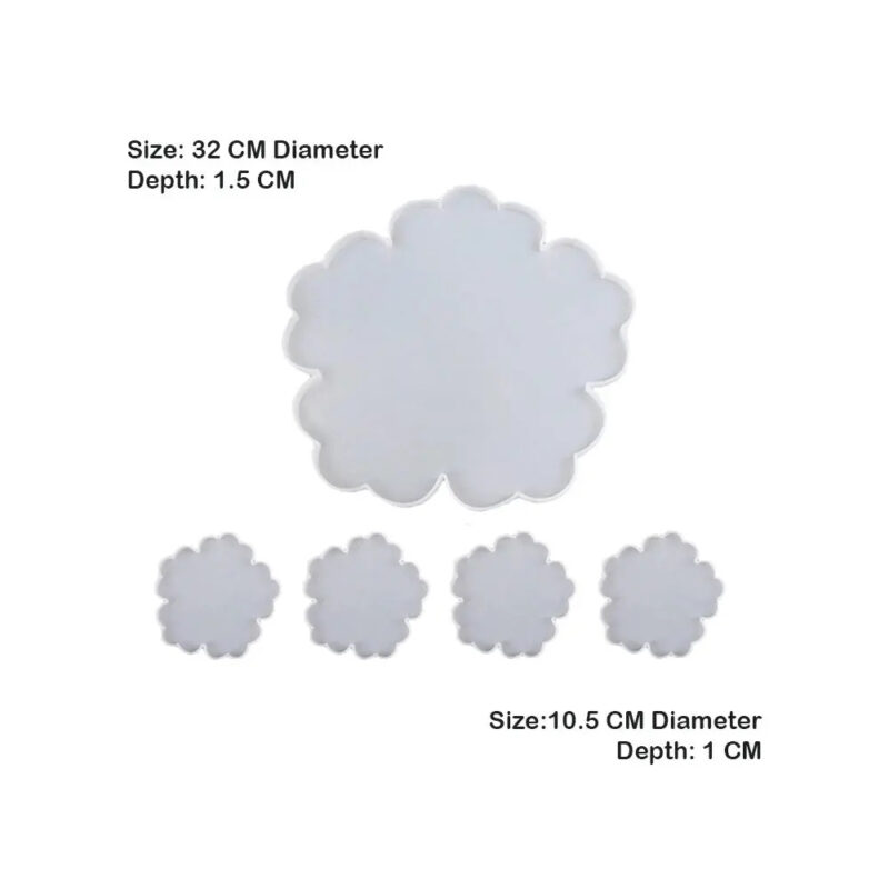 Pablo Art Flower Shape Silicone Epoxy Resin Molds 5 Pcs
