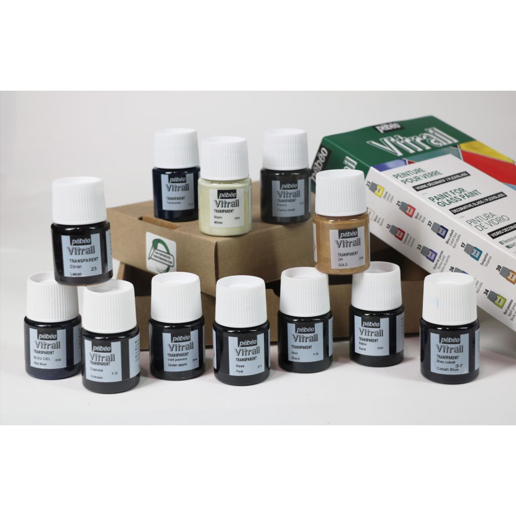Pebeo Vitrail Glass Paint - 12 x 20 ML-Exploration Set Pebeo Vitrail Glass Paint Set – 12 x 20ml (Exploration Set)