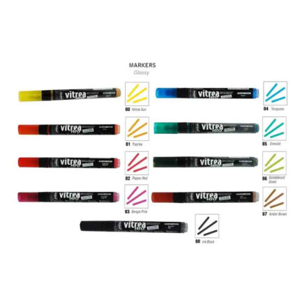 Pebeo Vitrea 160 Glossy Glass Paint Markers – Assorted Set of 9 (1.2mm Bullet Tip)