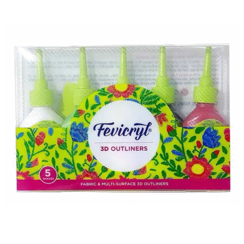 Pidilite Fevicryl 3D Outliners Fabric & Multi-Surface - Set of 5 Shades