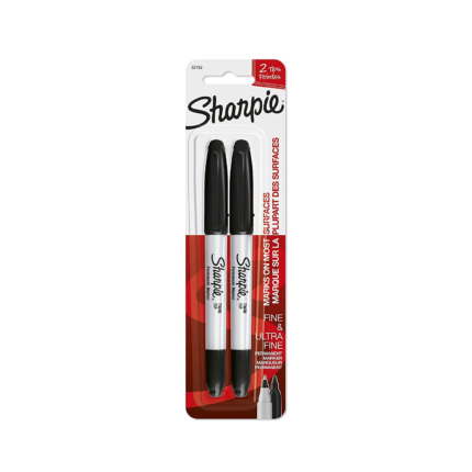 Sharpie Twin Tip Marker Black 2 Colour Set