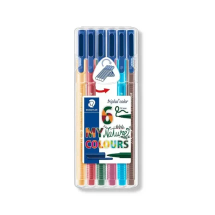 Staedtler Triplus Color pens, Staedtler sketch pen set, fiber tip pens for coloring, nature colors sketch pens, washable ink pens, ergonomic triangular pens, best sketch pens for journaling, art supplies for kids, school stationery online India, Staedtler coloring pens