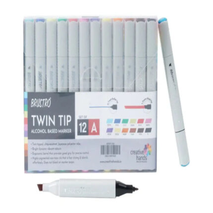 BRUSTRO Twin Tip Alcohol Based Marker Set of 12