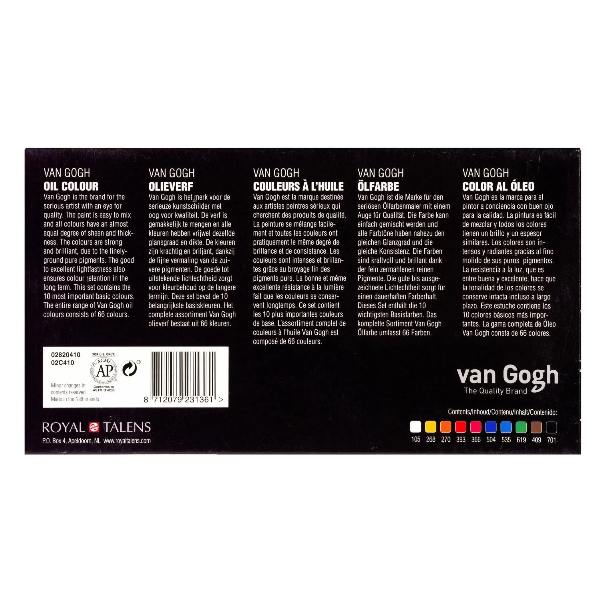 VAN-GOGH-OIL-COLOUR-BASIC-SET-WITH-20-ML-X-10-COLORS-Royal-Talen-50737072.jpg Van Gogh Oil Colour Basic Set With 20 ML X 10 Colours - Image 1