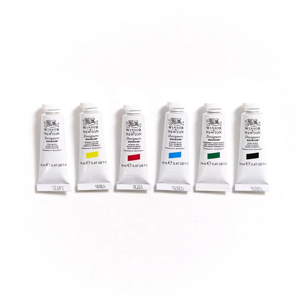 Winsor & Newton Designers Gouache Primary Colour - 6 Tubes Set