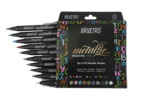 Brustro Metallic Brush Pen Set of 10 -Soft Brush Tip for Calligraphy, Hand Lettering, Colouring, Scrapbooking, Card Making