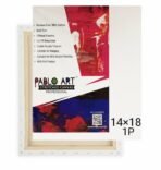 14×18-inch Pablo Art Stretched Canvas Board with wooden frame, premium cotton surface, ideal for acrylic and oil painting, designed for artists.