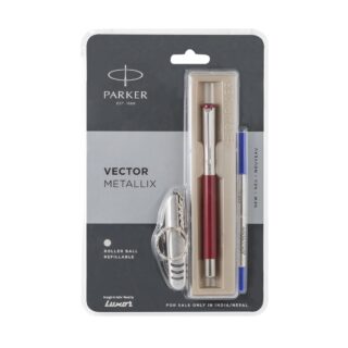 9000017264_0_1 Parker Vector Metallix Roller Ball Pen Red +Swiss Knife