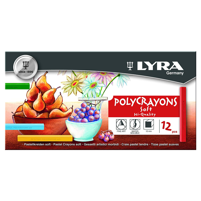 Lyra Polycrayons Soft Pastels Set 12 Soft Pastels Set