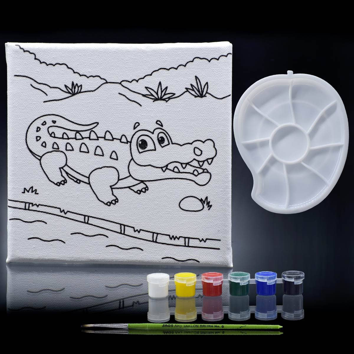 SCWP66-8_1 ags Stretched Canvas For Kids 6 x 6 Inch – Crocodile