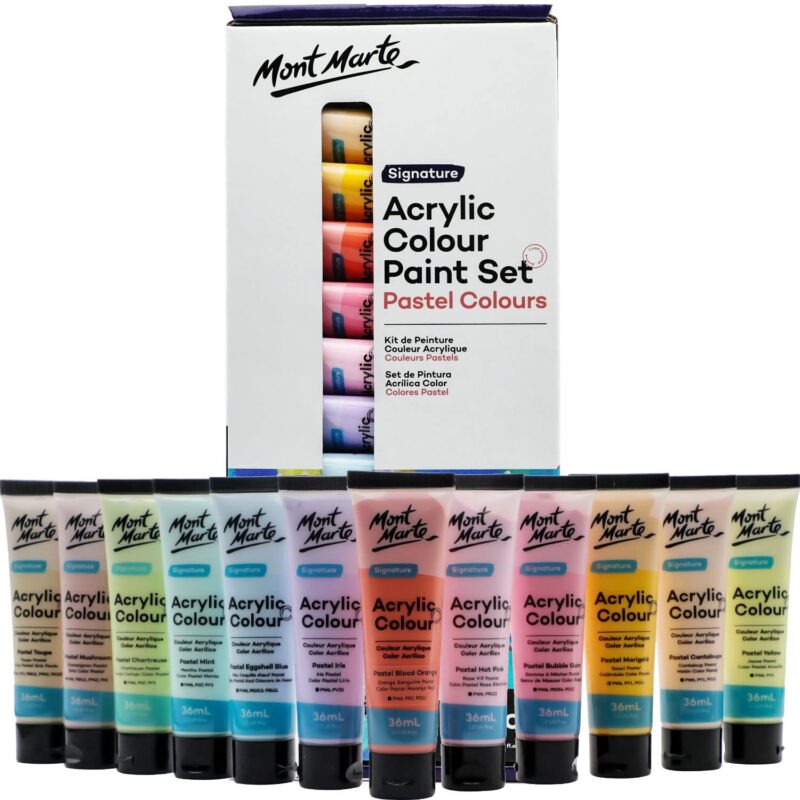 Mont Marte Acrylic Colour Pastel Paint Set Signature – 12 x 36ml Tubes
