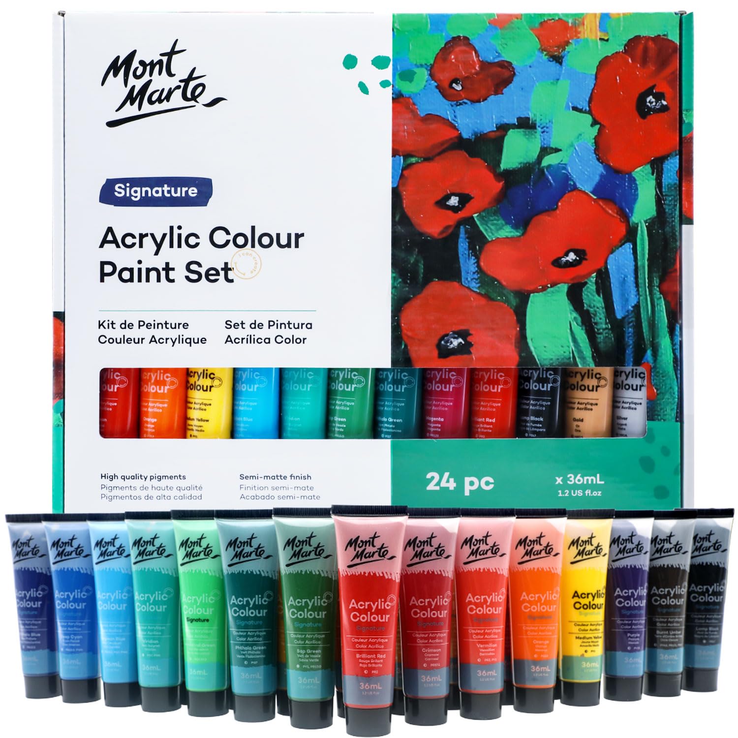 71yxxy80PnL._SL1500_ Mont Marte Signature Acrylic Colour Paint Set 24pcsx36ml - Image 1