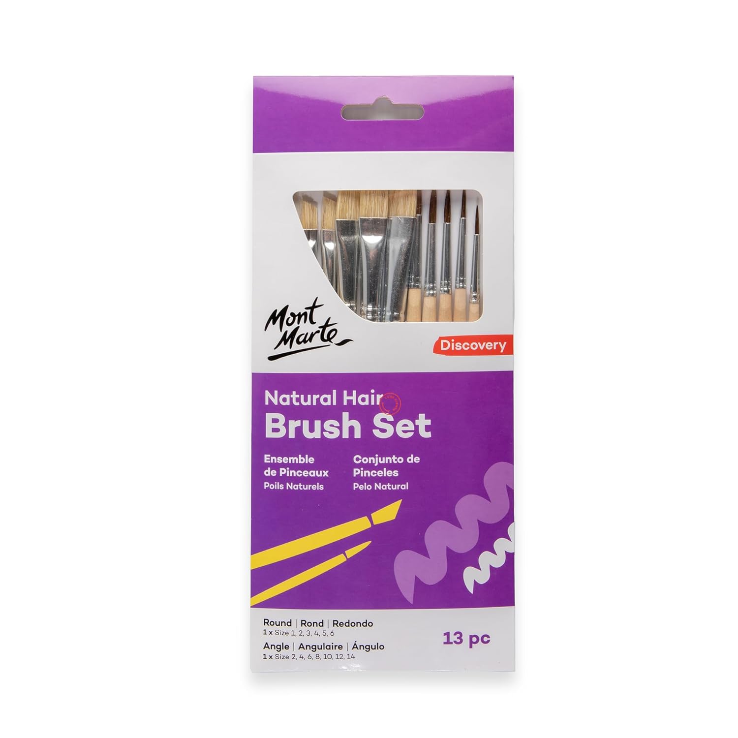 61tl7exUVeL._SL1500_ Mont Marte Natural Hair Rounf & Angle Combo Brush Set 13 - Image 1