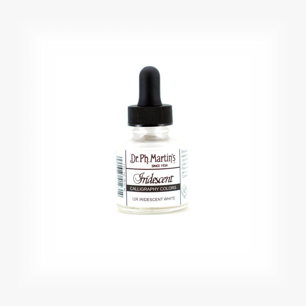 400070-12R_3 Dr. Ph. Martin's Iridescent Calligraphy Colors Paint - 30 ML Bottle - Iridescent White (12R)
