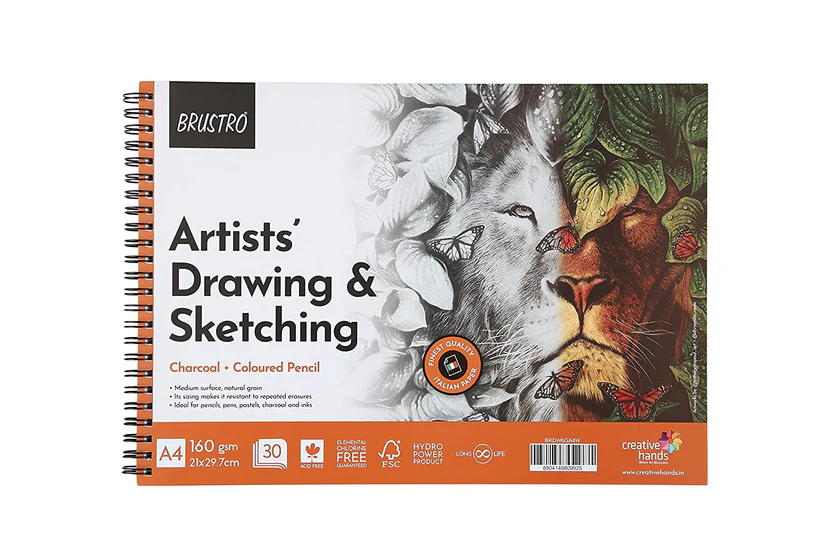 81qLFXF7jaS._SL1500 Brustro Artists Drawing & Sketching Wiro Pad A4-160GSM (30 Sheets)